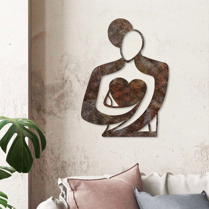 Wallity Rusty Hug Escultura de Pared de Metal Antiquation